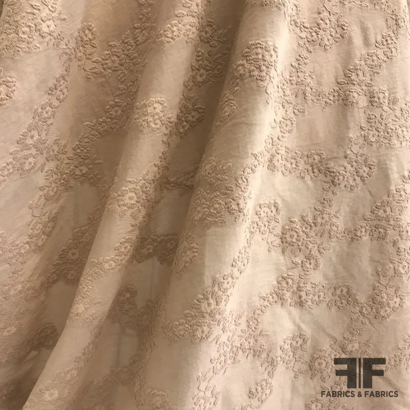 Italian Burnout Embroidered Cotton - Nude/Beige