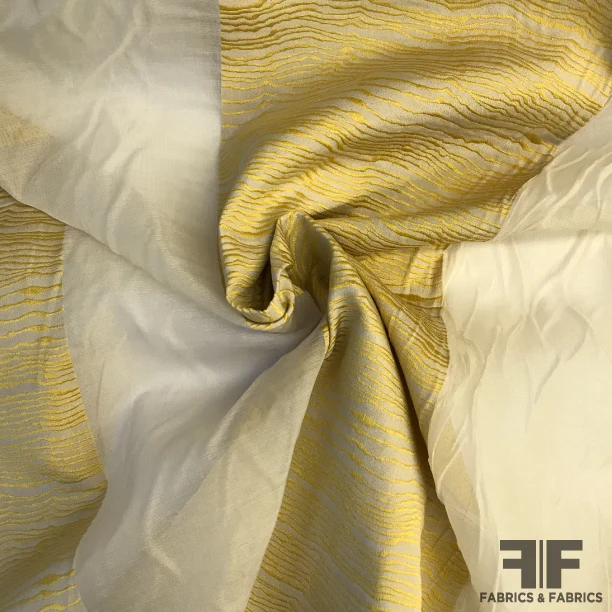 Novelty Striped Organza - Tan/Gold