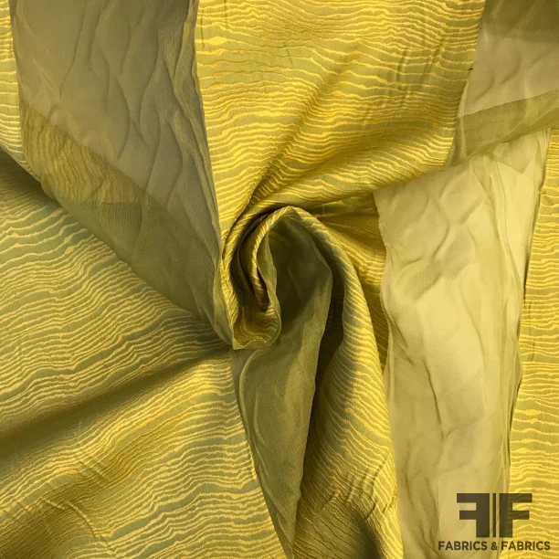 Novelty Striped Organza - Green/Gold