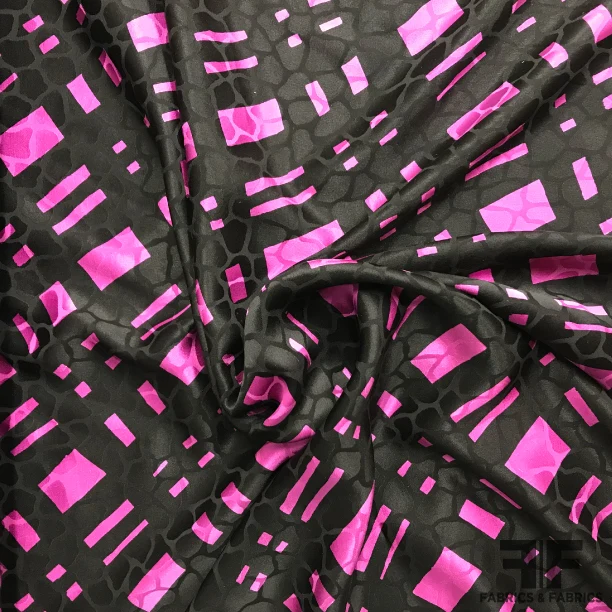 Plaid Silk Jacquard - Purple/Black