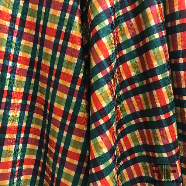 Plaid Printed Silk Jacquard - Multicolor