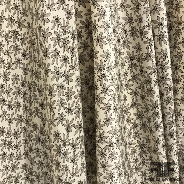Floral Crepe de Chine - Beige/Ivory