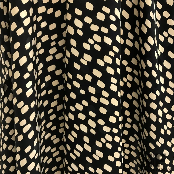 Boxy Polka Dot Printed Silk Jacquard - Black/Beige