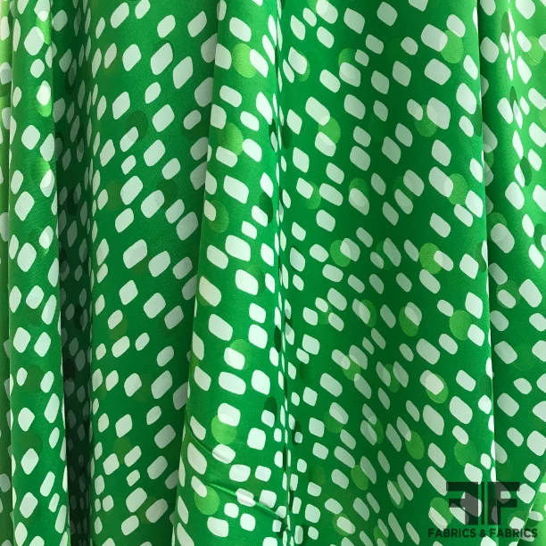 Boxy Polka Dot Printed Silk Jacquard - Green/Light Blue