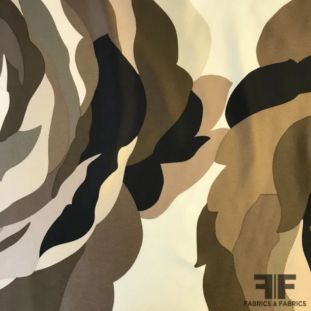 Floral Silk Twill - Ivory/Brown/Beige