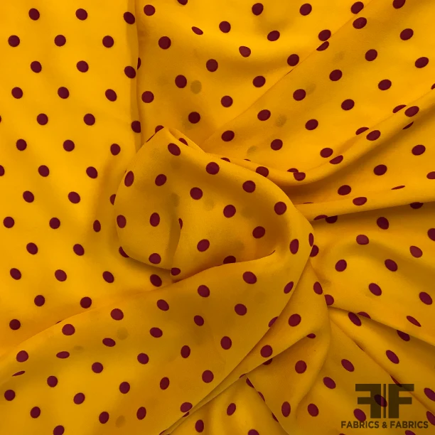 Polka Dot Silk Georgette - Tangerine/Magenta