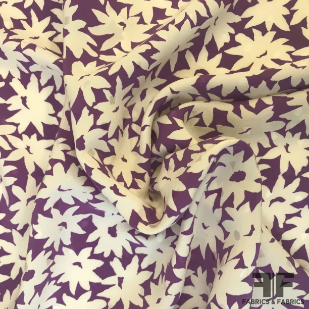 Floral Silk Jacquard - Purple/ Off White