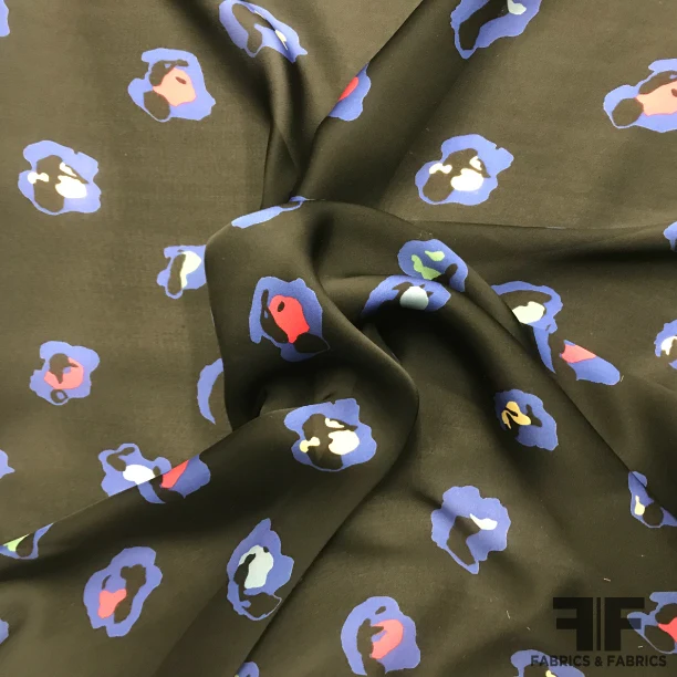 Satin-Faced Floral Georgette - Black/Blue