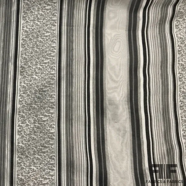 Silk Organza-Faced Jacquard - Silver White/Black