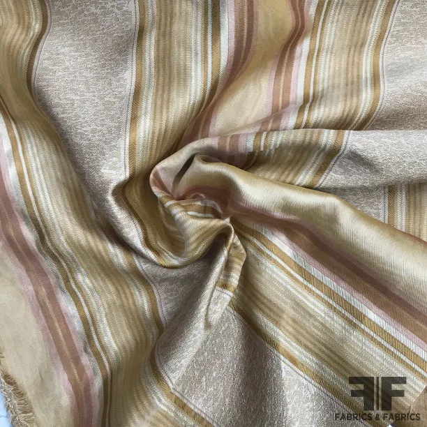 Silk Organza-Faced Jacquard - Pink/Tan/Off-White
