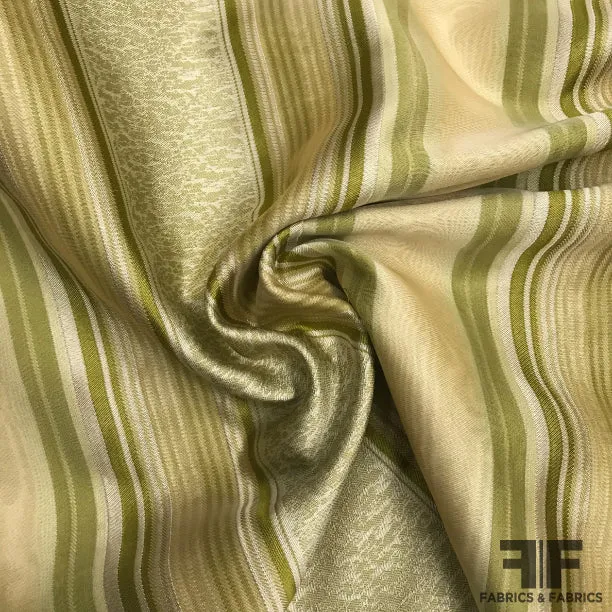 Silk Organza-Faced Jacquard - Olive/Tan/Off-White