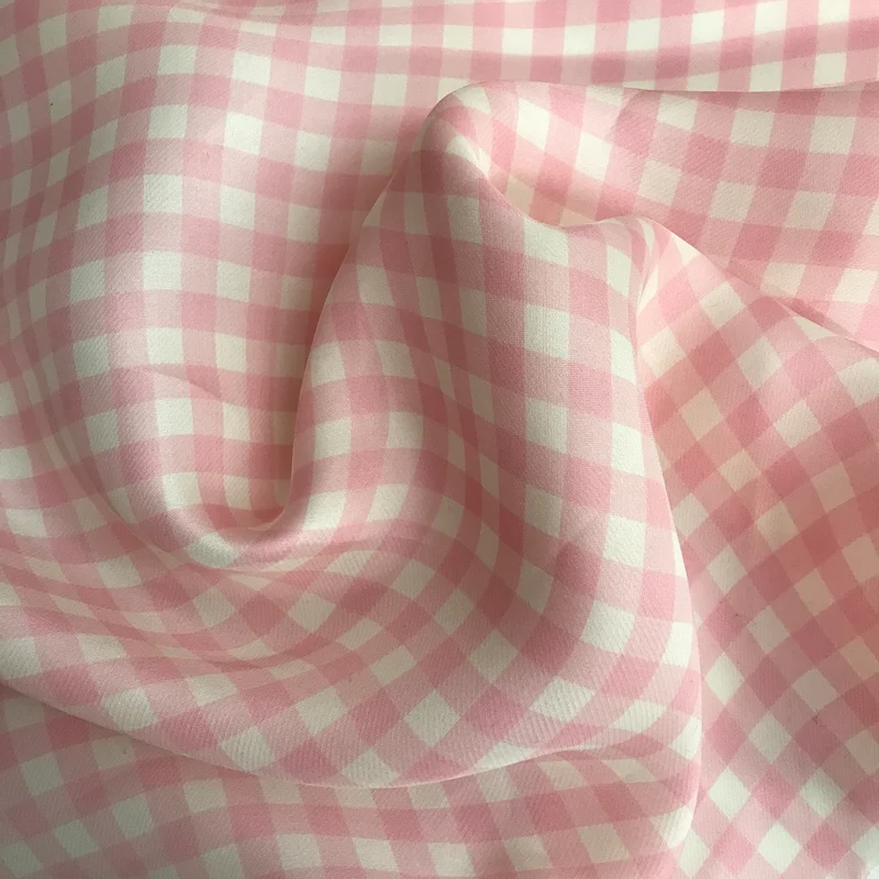 Gingham Silk Gazar - Pink/Ivory