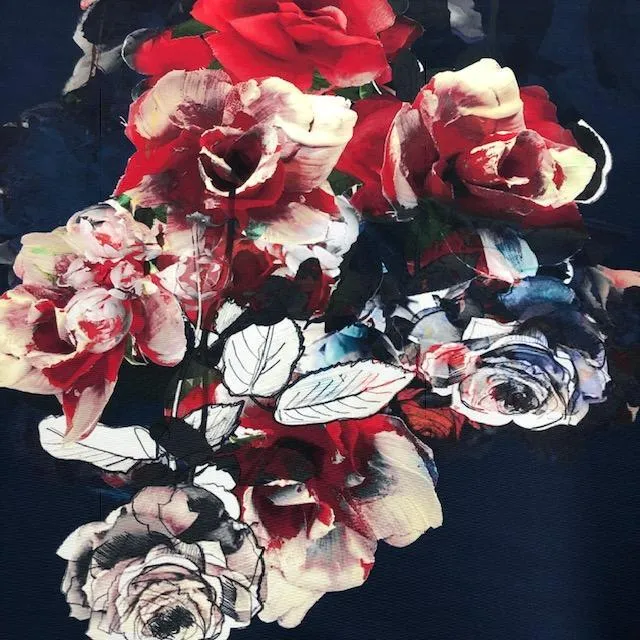 Carolina Herrera Cotton Faille Floral Panel - Navy/Multicolor