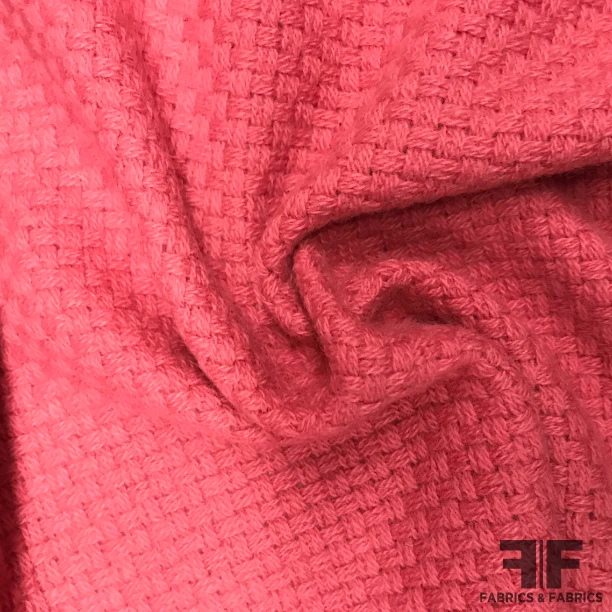 Italian Basketweave Wool Coating - Pink