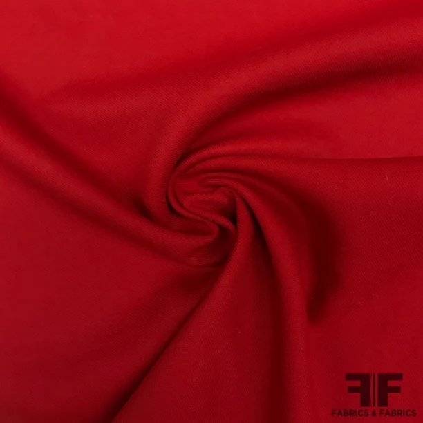 Italian Light-Weight Twill Wool Coating - Red