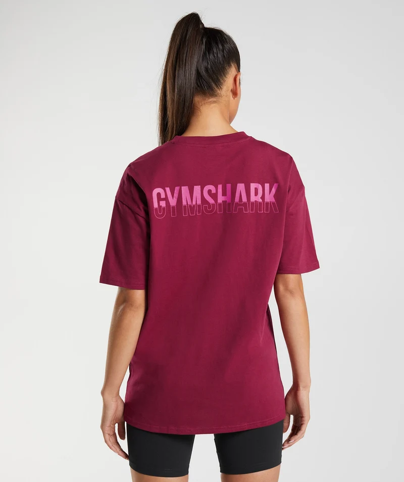 Gymshark Fraction Oversized T-Shirt - Currant Pink