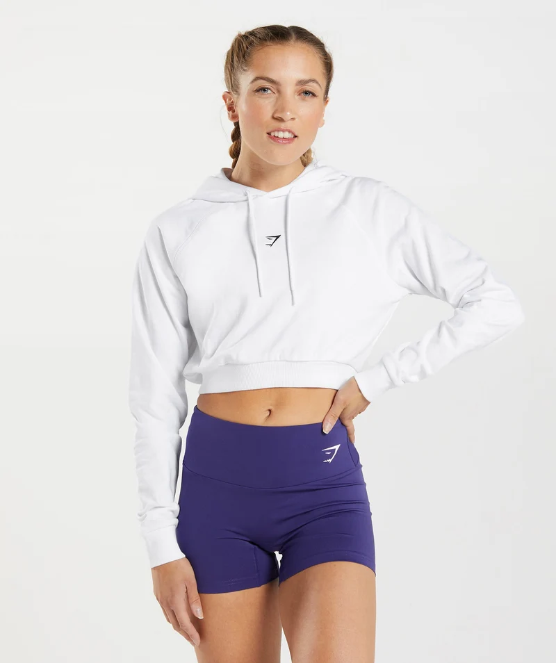 Gymshark Training Cropped Hoodie - White