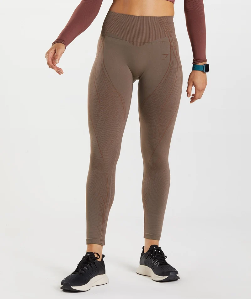 Gymshark Apex Seamless Leggings - Truffle Brown/Cherry Brown