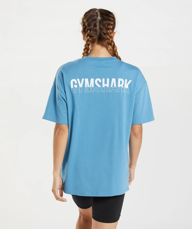 Gymshark Fraction Oversized T-Shirt - Coastal Blue