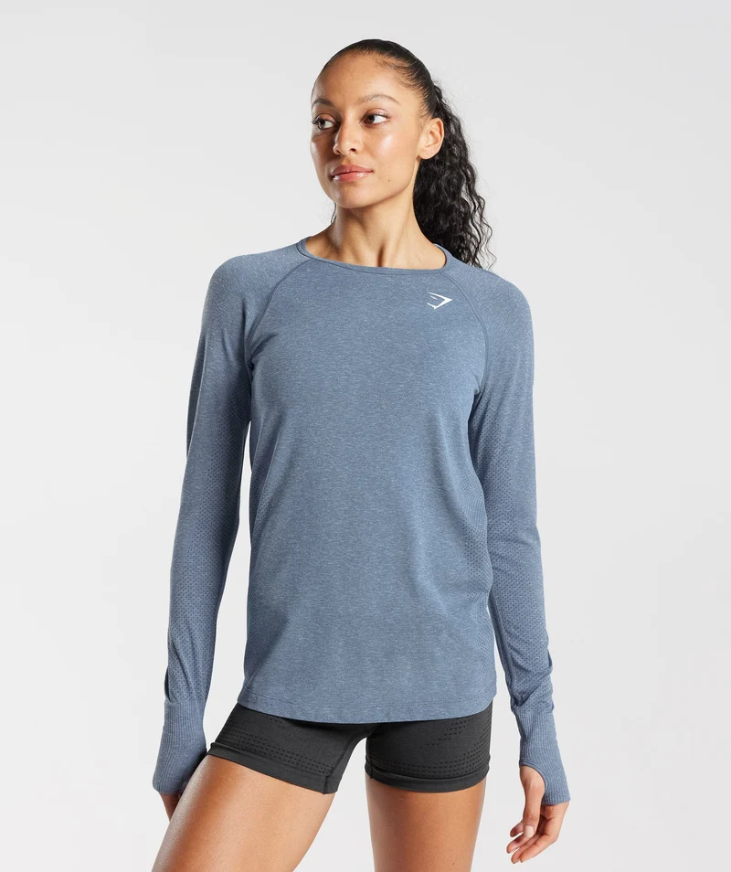 Gymshark Vital Light Long Sleeve Top - Evening Blue Marl