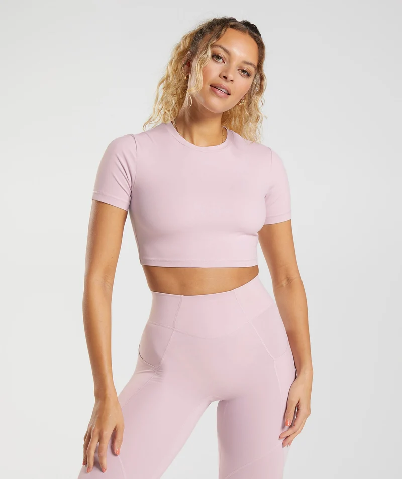 Gymshark Whitney Short Sleeve Crop Top - Pressed Petal Pink