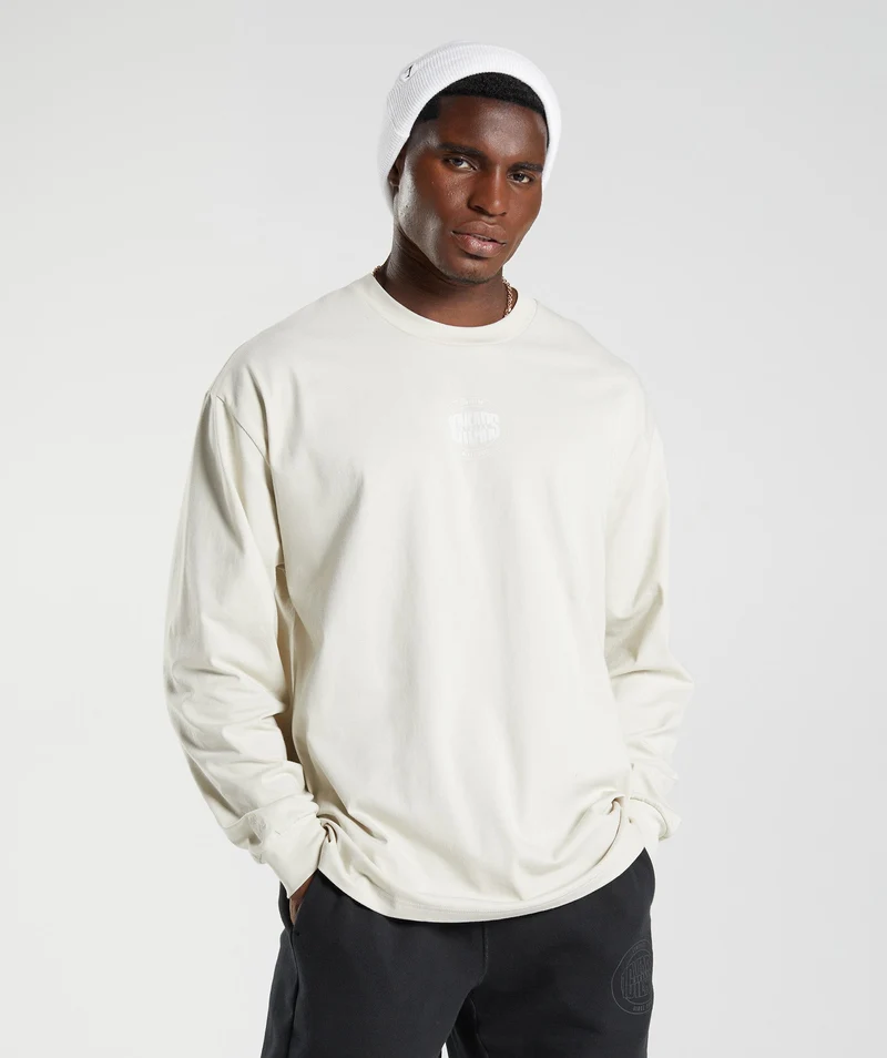 Gymshark GS10 Year Oversized Long Sleeve T-Shirt - Chalky Grey