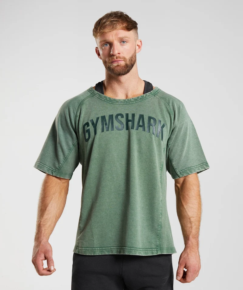 Gymshark Power Washed Rag Top - Iguana Green