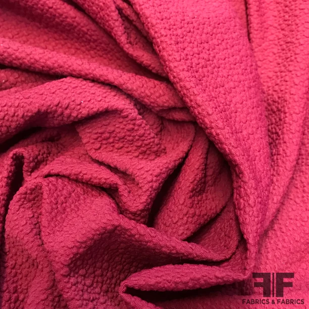 Puckered 4-Way Polyester Spandex Knit - Red