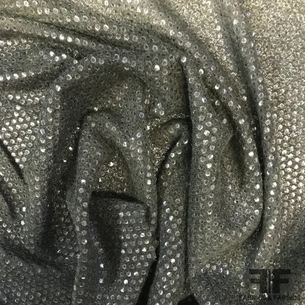 Laminated Polka Dot Poly Blend Knit - Dark Green