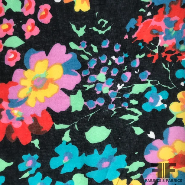 Floral Printed Cotton Voile - Multicolor