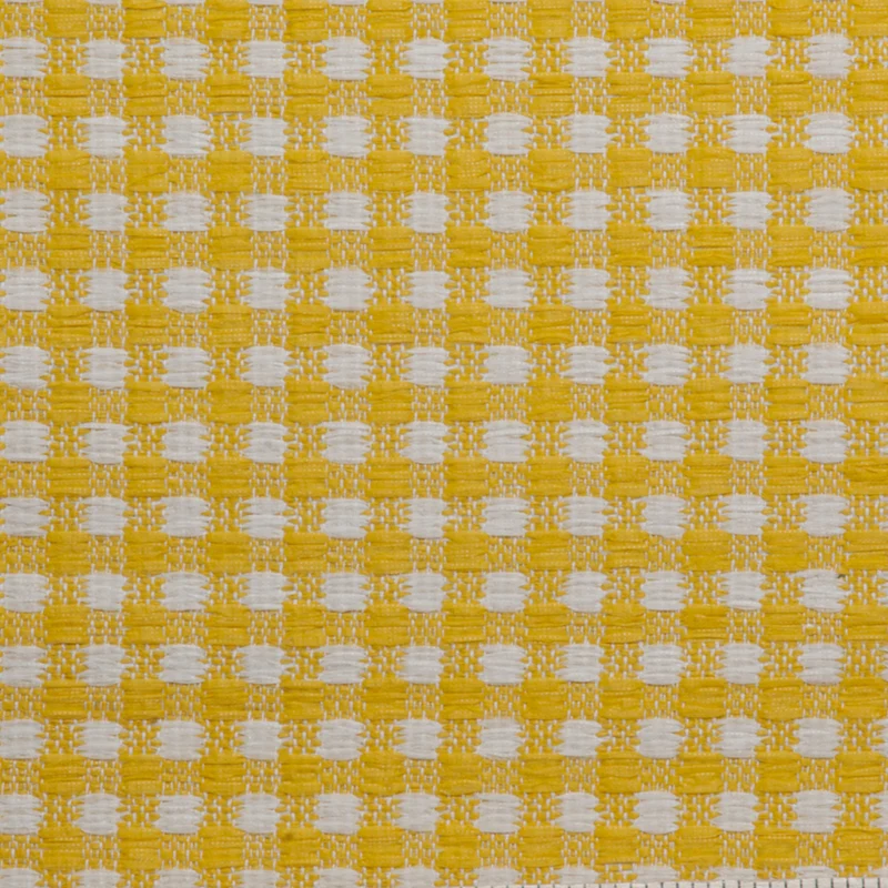 Gingham Raffia Novelty - Yellow/White