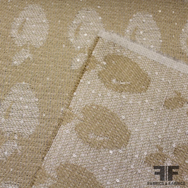 Reversible Novelty Suiting with Sequins and Lurex - Beige/Cream