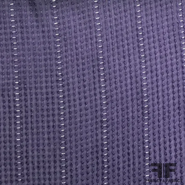 Striped Embroidered Rayon - Purple/Silver