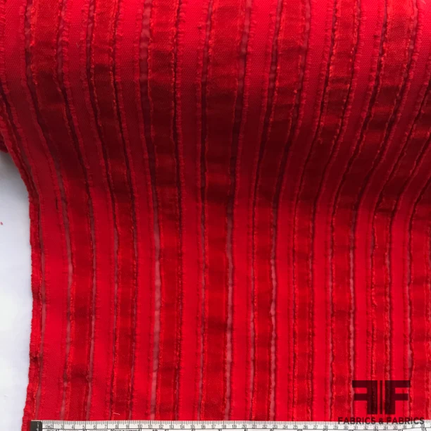 Lela Rose Italian Striped Novelty on Poly Organza - Red
