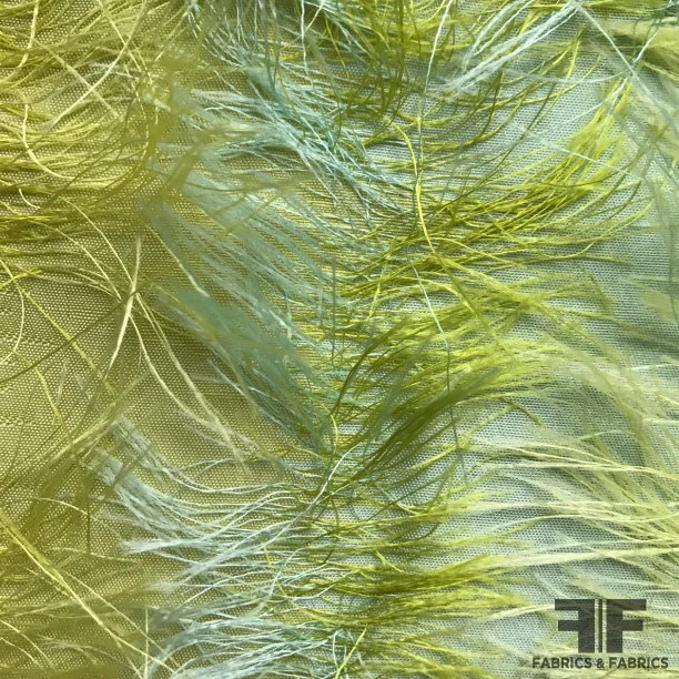 Fringe Novelty Silk Brocade - Green/Blue