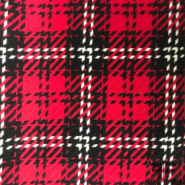 Bold Plaid Wool Coating - Red/Black