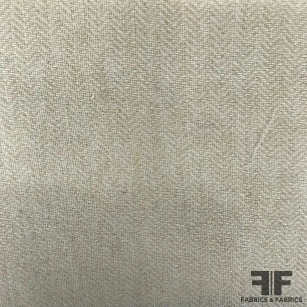 Italian Herringbone Jacket Weight Wool Suiting - Beige