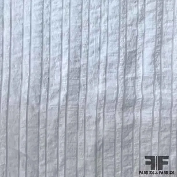 Striped Cotton Organdy Shirting - White