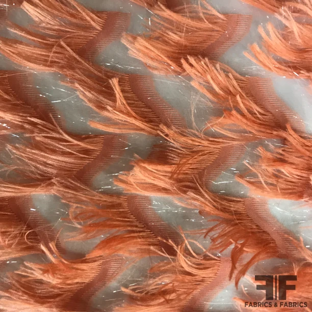 Italian Novelty Eyelash Fringe Organza - Peach