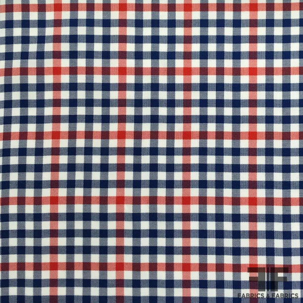 Gingham Cotton Shirting - Blue/Red/White