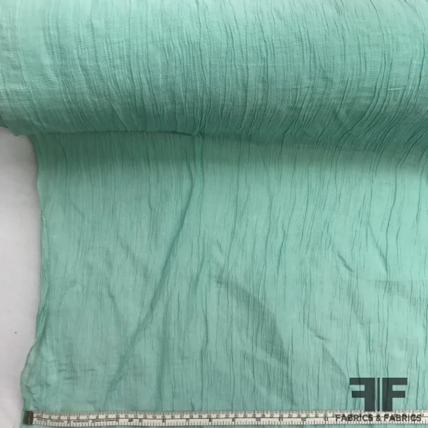 Crinkled Cotton Shirting - Seafoam