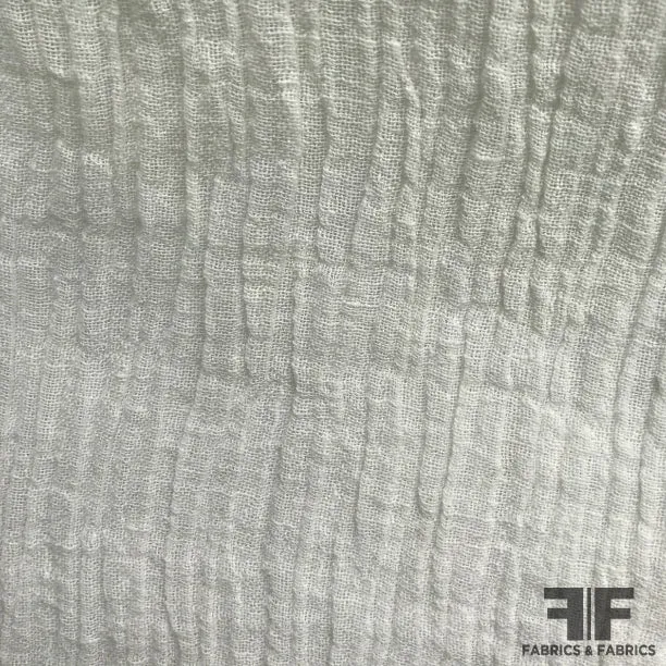 Crinkled Cotton Shirting Gauze - White