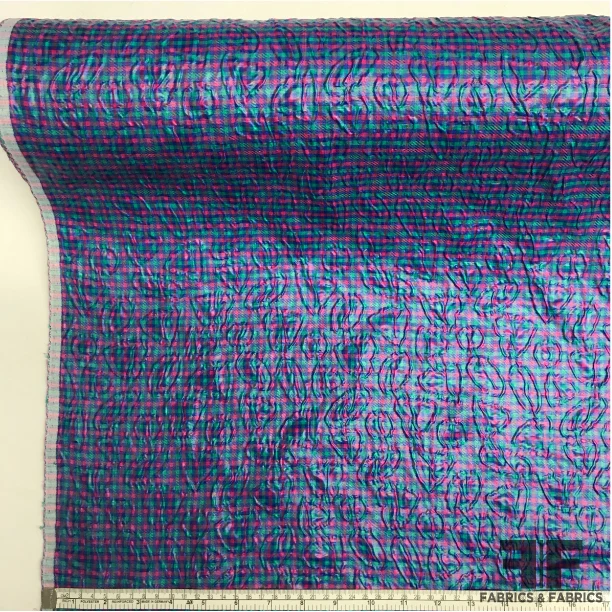 Gingham Plaid Textured Novelty - Pink/Blue