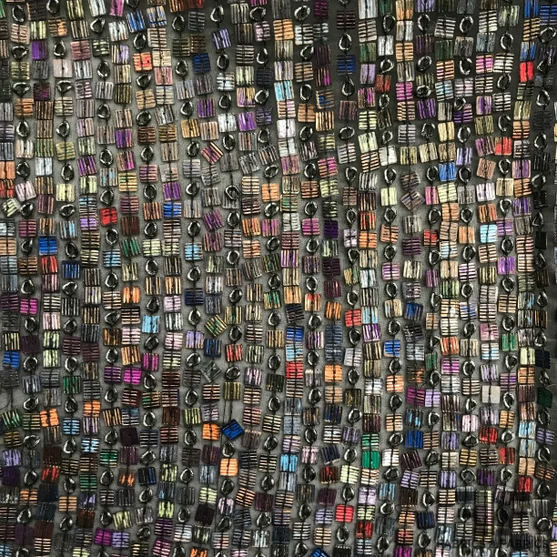 Novelty Beaded Chiffon - Black/Metallic
