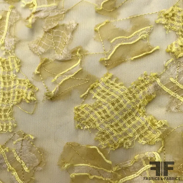 Embroidered Novelty Netting - Yellow