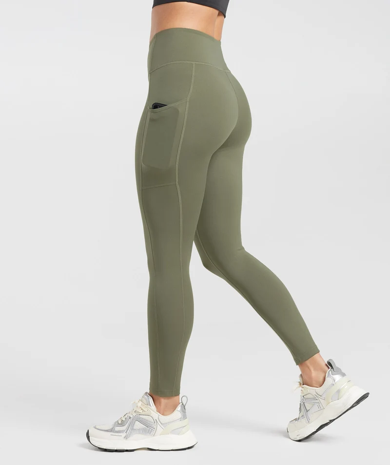 Gymshark Pocket Leggings - Dusty Olive