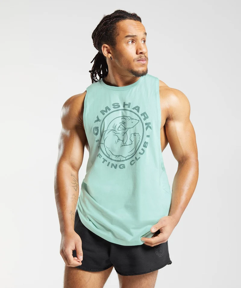 Gymshark Legacy Drop Arm Tank - Aqua Green