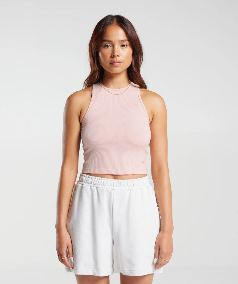 Gymshark Cotton Rib Midi Tank - Misty Pink