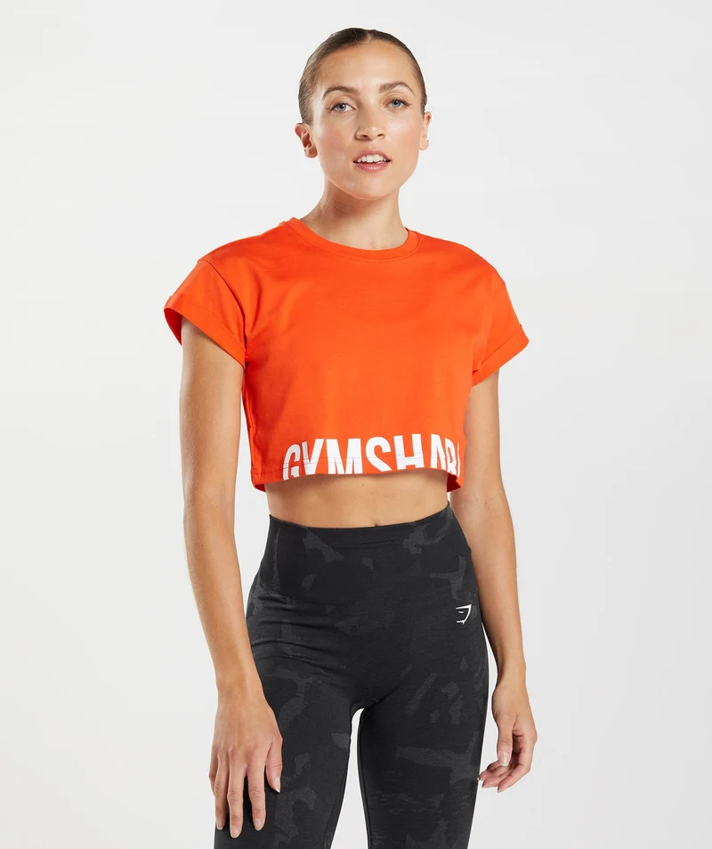 Gymshark Fraction Crop Top - Pepper Red