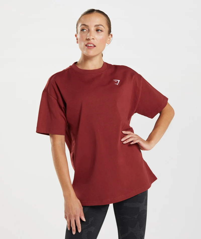Gymshark Training Oversized T-Shirt - Rosewood Red